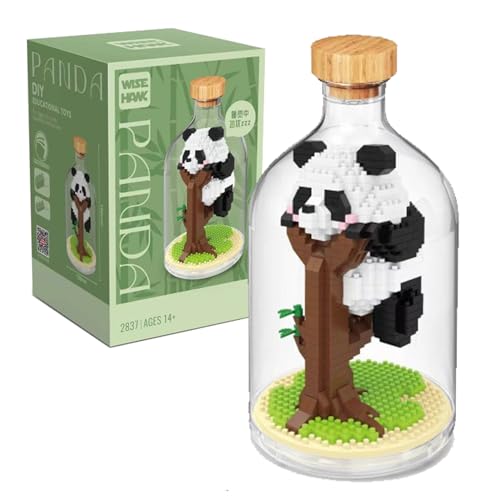 NVOSIYU Panda Mini Bausteine Set, Klemmbausteine Tiere Panda Spielzeug mit Schaukasten, Tier-Figuren Bauspielzeug Kreatives Deko Geschenk für Erwachsene, Home Decors (2837) von NVOSIYU