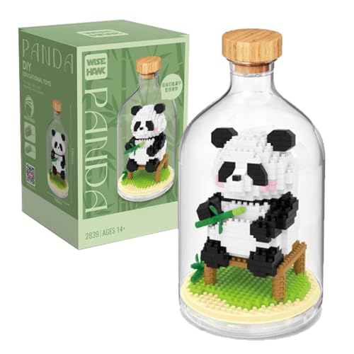 NVOSIYU Panda Mini Bausteine Set, Klemmbausteine Tiere Panda Spielzeug mit Schaukasten, Tier-Figuren Bauspielzeug Kreatives Deko Geschenk für Erwachsene, Home Decors (2839) von NVOSIYU