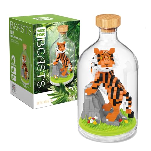 NVOSIYU Tiger Mini Bausteine Set, Klemmbausteine Tiere Tier-Figuren Bauspielzeug mit Schaukasten, Zootiere Sammlung Kreatives Deko Geschenk für Erwachsene (Tiger) von NVOSIYU