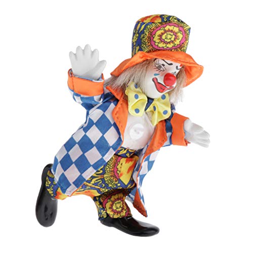 NYCBZ 16 cm große Porzellan-Clown-Puppe, Harlekin-Puppe mit schönem Outfit, Hut for Kinderspielzeug, Heimdekoration von NYCBZ