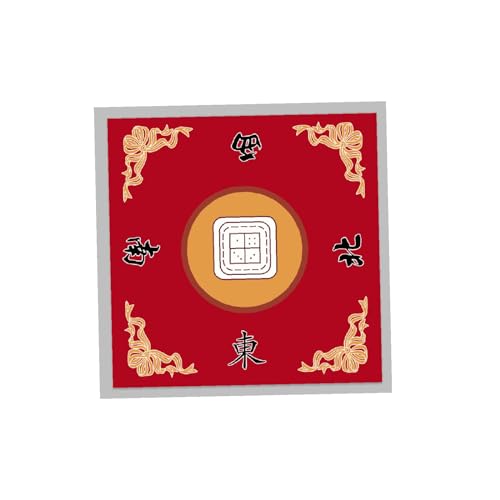 NYCBZ Mahjong-Tischmatte, Tischabdeckung, 31,50''x31,50'' Brettspielmatte, geräuschreduzierende Tischabdeckung for Legespiele, rot A(Red B) von NYCBZ