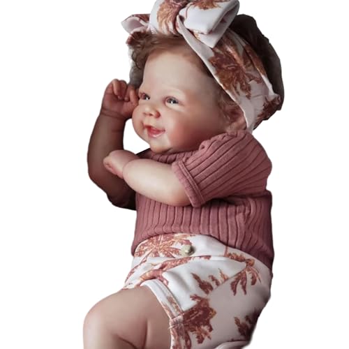 NYCEMAKEUP 49 cm große Baby-Wiedergeburt mit handgefertigtem implantiertem Haar mit beweglichem Arm und Bein, Kuscheln für Kleinkinder, Geburtstagsgeschenk, Wiedergeburt, realistisches Gewicht, von NYCEMAKEUP
