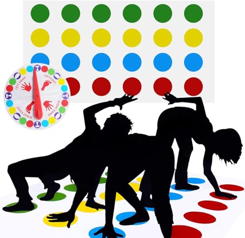 NYGGTYK 1 Stück Twist-Spielmatte, Balance-Bodenspielmatte, Familienspiele, Kinderspaßspiele, Teamspiele, Lernspiele, geeignet für Kinder Erwachsene, Geburtstagsfeiern (2–4 Personen) von NYGGTYK