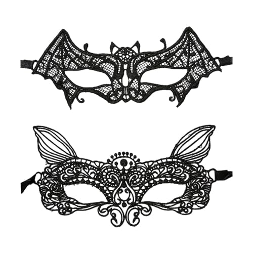 NYGGTYK 2 Stück Spitzenmasken Fledermausmasken Elfenmasken Damen Kostümzubehör Für Karneval, Party, Tanz NYGGTYK 2 Stück Spitzenmasken Fledermausmasken Elfenmasken Damen Kostümzubehör Für Karneval, Party, Tanz von NYGGTYK