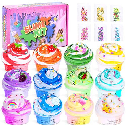 NYOBABE Slime Set 12Pack,Fluffy Butter Slime Schleim Kinder,Weich Nicht Klebrig Stressabbau Toys Scented Slime Putty Spielzeuge,Cloud Slime Kit DIY Kreativ Set Für Kinder,Spielzeug für Mädchen Jungen von NYOBABE