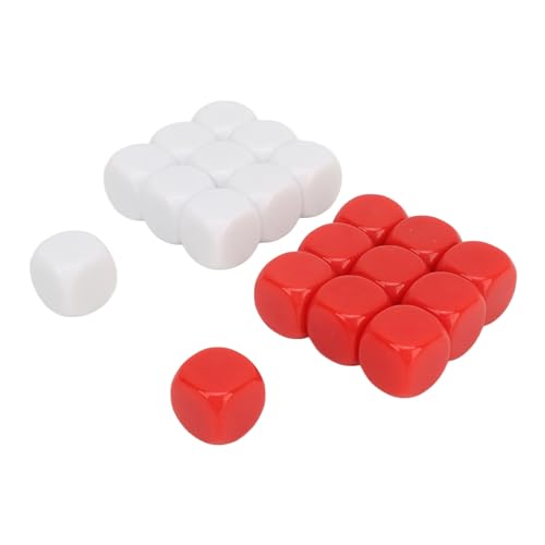 20 Stück leere Würfel, 16 mm Würfel mit abgerundeten Ecken, pädagogisches DIY-Aufkleber-Würfel-Set mit geglätteter Oberfläche für Mathe-Spiele und Wahrscheinlichkeitsexperimente (Weiß und Rot) von NYSUZHOUJI