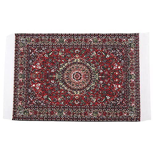 NYSUZHOUJI Dollhouse gewebter Teppich Teppich Teppich Dekor Einige Leute Souvenirs Accessoires 1:12 lebendige Szene (Roter Satin) von NYSUZHOUJI