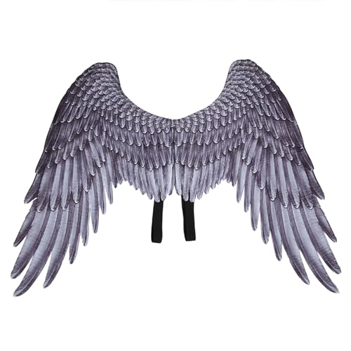 NYSUZHOUJI Großer Flügel für Kinder, Jungen, Mädchen, Halloween, Party, Cosplay, Kostümzubehör, Requisiten für Festivals, Veranstaltungen, 2 Farben erhältlich (Black children's angel wings DS18002B) von NYSUZHOUJI