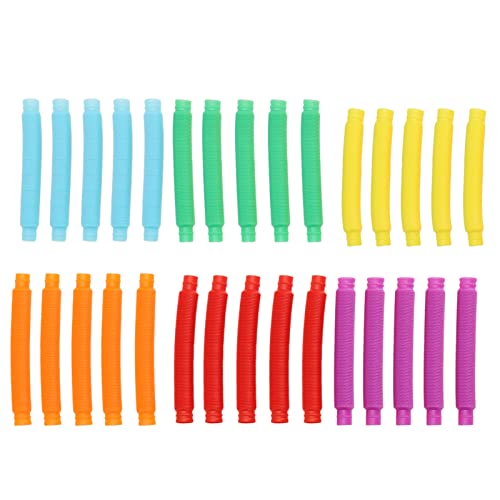 NYSUZHOUJI Pop Tubes, dehnbares, biegbares Zugrohr-Spielzeug für einige Menschen, Erwachsene, Haushalt, 30 Stück, Gelb, Orange, Blau, Lila, Grün von NYSUZHOUJI