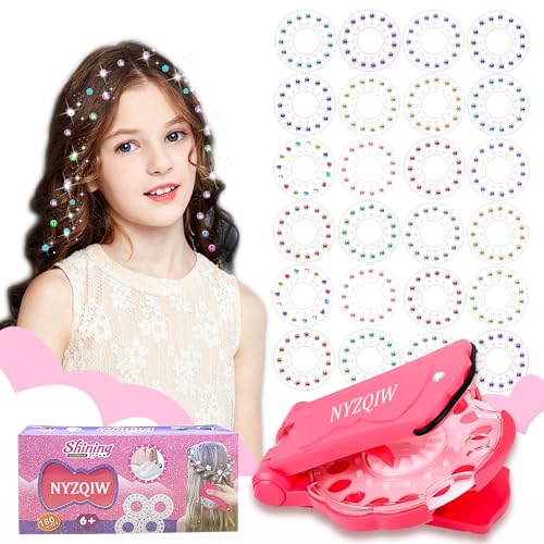 NYZQIW Hair Bedazzler Kit mit 360 Hair Gemstone,Diamond Hair Machine Hair Gemstone Styler,Glitzersteine Haare Maschine,Auffällig Glam Styling-Werkzeug Für Mädchen Kinder Geburtstag Geschenke (360) von NYZQIW