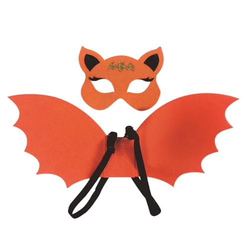 NZDFH Halloween Masken, Halloween Kinder Fledermäuse Flügel Maske Set, Maske Kostüm Kindergarten Party Performance Kostüme und Requisiten, Orange S von NZDFH