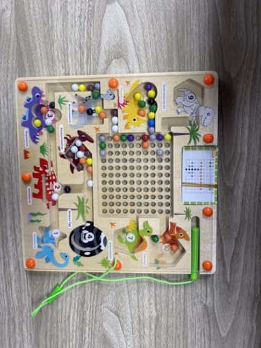 NZZVNZ Magnetspiel Labyrinth Magnetische Farbe und Zahl Labyrinth Board ab 3-6 Jahre Zahlen Farben Lernen Sortierspiel Dinosaurier Magnetspiel für Kinder, Lernspiele Motorikspielzeug Geschenk Kinder von NZZVNZ