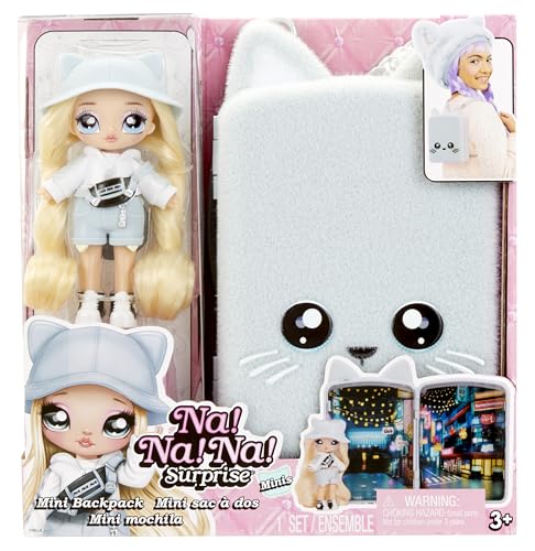 Na! Na! Na! Surprise Mini Backpack Serie 2 - Khloe Kitty - Modepuppe und Fuzzy White Kitty Rucksack - Ideal für Kinder ab 4 Jahren von Na! Na! Na! Surprise