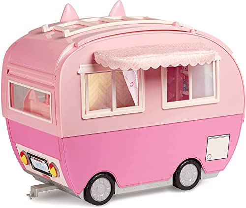 Na! Na! Na! SurpriseKitty-Cat Camper - Pinkes Wohnmobil mit Katzenohren und -schwanz - 7 Spielbereiche, einschließlich voll ausgestatteter Küche, Hängematte und Zubehör, Puppenauto und Mehr von Na! Na! Na! Surprise