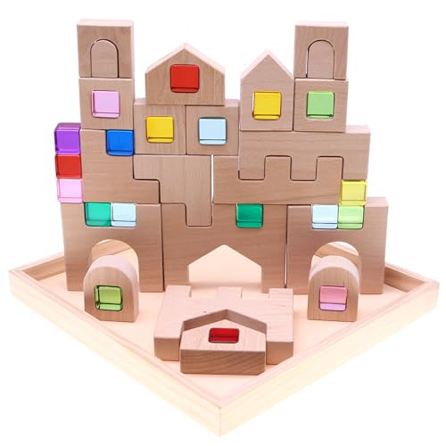 Nabeta Deco 40 Mini Holz Bausteine Aus Massiver Buche Acryl Für Kleinkinder - Spielen Holzspielzeug Sortier Stapelspielzeug Vorschulgeschenke von Nabeta Deco