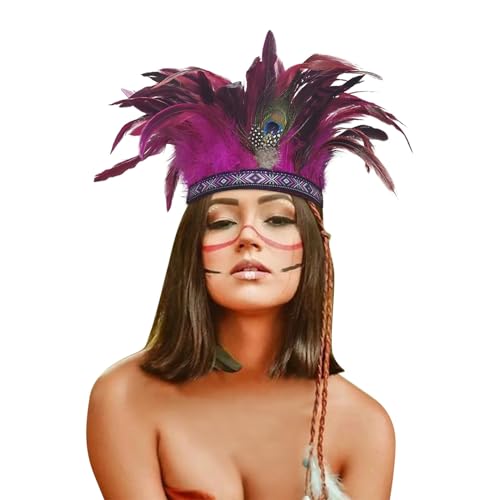 Nadunje 1920s Stirnband Feder Damen Pfau Feder Haarspange Kinder Indische Feder Stirnband Pfau Kopfschmuck Pfau Haarreif Zubehör Retro Haarschmuck Karneval Party Flapper Haar Reifen 20er Jahre Kostüm von Nadunje