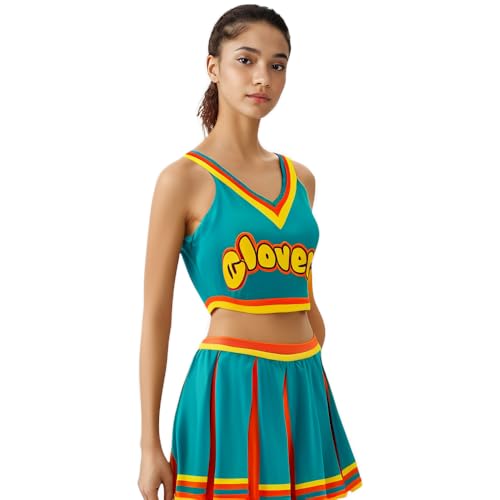 Damen Clover Cheerleader Kostüm Bring it on Cosplay Kostüm Uniform Kleid Set L von Nahzsai