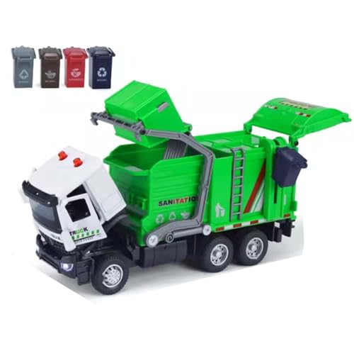 NaiiiL 1/24 Skala -Legierungsfahrzeugmodell, Kompatibel Für Sanitation Truck Self Dumping Müllbehältermodell, Licht Und Schallspielzeug, 9,6 X 2,4 Zoll von NaiiiL