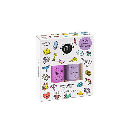 Nailmatic Kids Wow - Kindernagellack Set (2) + Nail Art Nagelsticker Sticker - Ungiftiger Nagellack für Kinder - Kinder Maniküre - Geschenk für Mädchen Jungen 3+ Jahre alt von Nailmatic