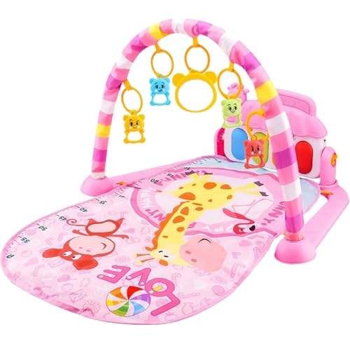 Naisicatar Baby Play Fitness Cute Kick & Play Piano Baby Play Gym 3D Design mit musikalischen, leichten und ringglocken abnehmbaren Babyspielmatte für Neugeborene Kleinkind, Keine Batterie von Naisicatar