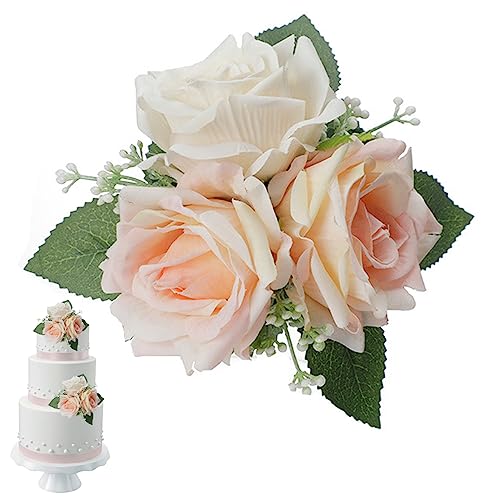 Rose Cake Toper, Blumenkuchen -Topper künstliche Rosenkuchen Dekorationen Lady Kuchen Topper für Hochzeit Brautdusche Jubiläumsgeburtstagsfeier von Naisicatar