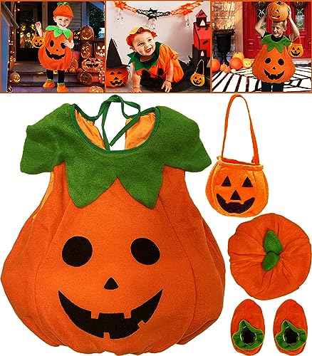 NAISIDAS Halloween-Kürbis-Kostüme für Kleinkinder, Baby, Mädchen, Jungen, niedliches Kürbis-Party-Kostüm mit Kürbisen, Handtasche, Hut von Naisidas