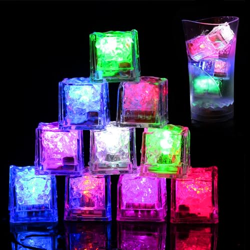 Badewannenspielzeug, 12Pcs LED Eiswürfel Baby Badespielzeug, Flüssigkeitssensor leuchtende Wasserspielzeug für 1 2 3 4 5 6 7 Jahre alt, Badewanne Spielzeug Dusche Spielzeug Geschenk für Kinder von Nalikosty