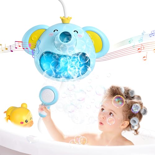 Badewannenspielzeug Baby, Badespielzeug Set Kinder ab 1 2 3 4 5 6 Jahre, Seifenblasenmaschine Mit Musik, Elefant Seifenblasenmacher mit Wasserdusche , Ente Wasserspielzeug Kinder von Nalikosty