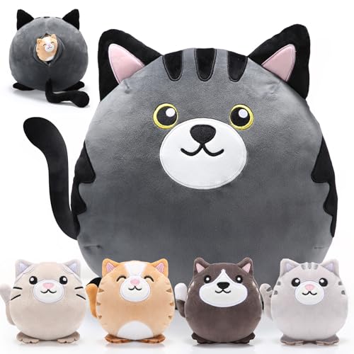 Namalu 5 Stück Plüschtiere Mama Katze und 4 Baby Kätzchen 30 cm Große Kuscheltier Mit Babys im Bauch Süße Schwarzes und Graues Kuschelkissen Geburtstag Valentinstag Rückkehr Geschenke Namalu 5 Stück Plüschtiere Mama Katze und 4 Baby Kätzchen 30 cm Große Kuscheltier Mit Babys im Bauch Süße Schwarzes und Graues Kuschelkissen Geburtstag Valentinstag Rückkehr Geschenke von Namalu