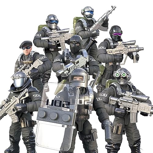 Naniutoy Special Forces Mini-Militär-Actionfigur mit Waffen und Zubehör, Bausteine, Spielset, 8-teiliges SWAT-Polizei-Figur im Maßstab 1:36, mehrere bewegliche Gelenke, bestes Geschenk für Kinder von von Naniutoy