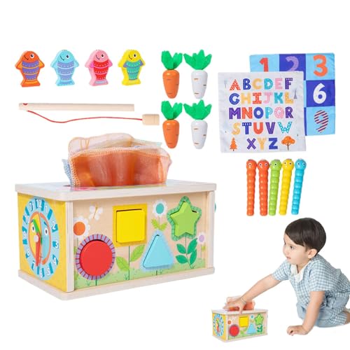 Nankoyal Aktivitätswürfel-Spielzeug, Aktivitätswürfel für Kinder, Magnetisches Angelspielzeug, Nachziehbares sensorisches Spielzeug, Uhrenspielzeug, multifunktionales Lernpuzzlespielzeug für von Nankoyal