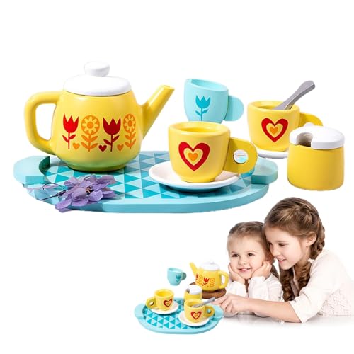 Nankoyal Kinder-Teeservice für Mädchen,Teeservice für Kinder | Teeservice Spielzeug Tea Time Toys - Spiel-Teeset-Küchenspielzeug, Rollenspiel-Lernspielzeug aus Holz für Kinder ab 3 Jahren, von Nankoyal