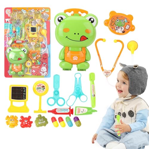 Nankoyal Kleinkind-Arzt-Spielset, Kinder-Arzt-Set | Arztset mit Frosch-Trolley,Kinder-Arzt-Spielset mit Stethoskop, Rollenspiel-Arzt-Set für Kleinkinder von 3–8 Jahren von Nankoyal