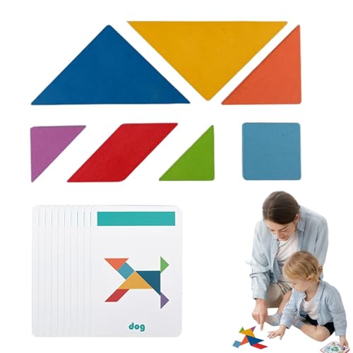 Nankoyal Musterblöcke für Kinder im Alter von 3–5 Jahren, Holzmusterblöcke-Set | Tangram-Formen-Puzzle-Set | Pädagogisches -Tangram-Spielzeug für Kinder im Alter von 3 4 5 Jahren, Puzzle-Geschenk mit von Nankoyal