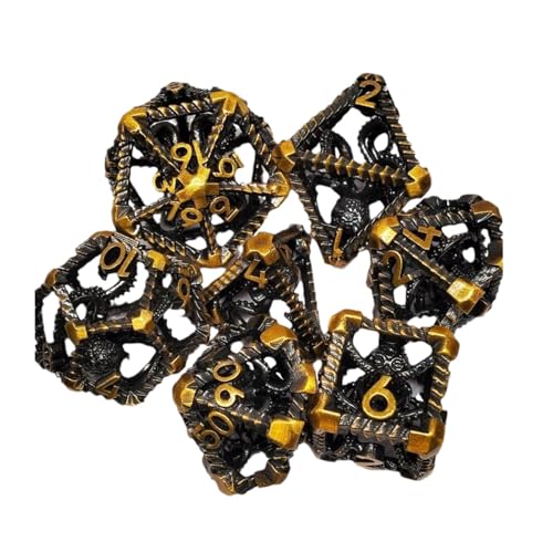 Nankoyal Polyedrische Würfel-Set, Rollenspiel Dragon Dice - Steampunk Hollow Dragon Dice,Einzigartige Familienbrettspiele Rollenspiel Accessoires für Kinder, Erwachsene, Männer, Frauen von Nankoyal