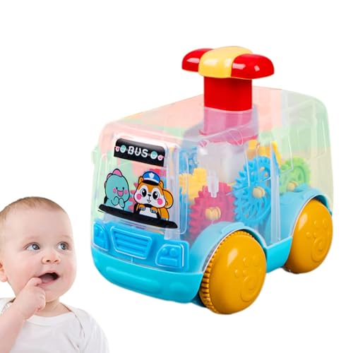 Nankoyal Press-Spielzeugauto, Press-and-Go-Auto, Cartoon Transparent Gear Spielzeugauto, Interaktives Frühentwicklungszubehör, multifunktionales tragbares Autospielzeug für, Mädchen, Kinder von Nankoyal