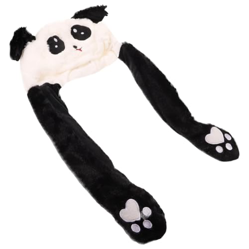 Nankoyal Winter-Panda-Mütze, Panda-Beanie-Mütze - Tiermütze | Leuchtende Winter-Tierkopfbedeckungen, lustige Tier-Hoodie-Mützen mit beweglichen Ohren für Rollenspielpartys von Nankoyal