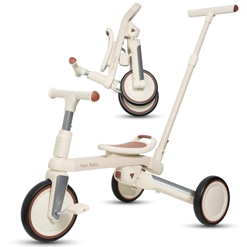 Zusammenklappbares 5-in-1-Dreirad | Baby-Dreirad für 1 Jahr | Dreirad für Babys 2 Jahre | Fahrrad ohne Pedale | Baby 1 Jahr | Lauflernhilfe für Babys | Originelle Geschenke für Babys 1 Jahr von Nao Baby