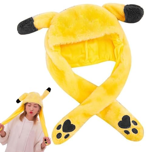 Moving Kaninchen Hut,Mütze Mit Beweglichen Ohren, Gelb Plüsch Bunny Hat,Leuchtende Hasenohren Hut mit Wackelohren Beweglichen Ohren,Beste Ausrüstung und Geschenk für Partys, Hochzeiten Cosplay(A) von Naotona