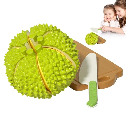Durian-Spielzeug,Durian-Spielset - Schneidbares Durian-Spielzeug für Kinder - Simulations-Durian-Spielzeug für Kinder ab 3 Jahren, interaktives Frühlern-Küchen-Durian mit Schneidebrett von Naqqios