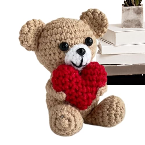 Häkeln Gestrickte Puppe - Häkelbär Puppe, Niedliche, Plüschgestrickte Puppen Mit Haken | Taschenplüschspielzeug, Handgefertigtes Plüschtier Mit Den Herzen Der Kinder von Naqqios