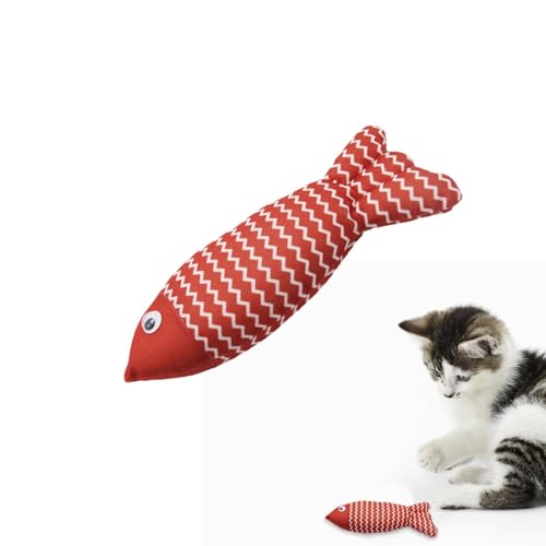 Naqqios Catnip Doll Fish, Fischkatze Spielzeug für Innenkatzen, Haustierbedarf, Fischgefüllte Plüsch, Katzenminenspielzeugkatzen kauen nach Kätzchen Kitty, kleine Hunde von Naqqios