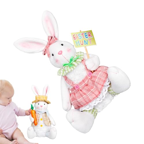 Naqqios Leuchtender Stoffhase,Leuchtender Stoffhase - Sitzendes Stofftierspielzeug - LED-Kaninchen, Plüschspielzeug für den Frühling, Tisch-Ferienzimmer, niedliche Figuren für Kinder und Erwachsene von Naqqios