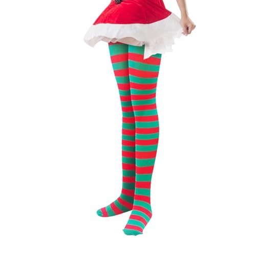 Rot Gestreifte Strumpfhose - Elfe Gestreifte Strümpfe, Klassische Gestreifte Socken Weihnachtsstrumpf | Damen Verkleidung Rot und Weiß Gestreifte Strumpfhosen, Urlaub Kostüm für Halloween Weihnachten von Naqqios