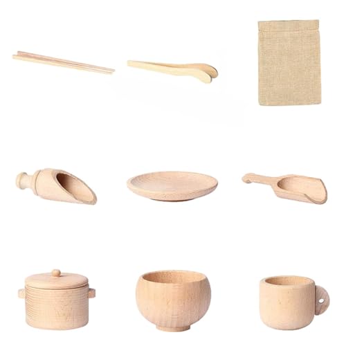 Sensorisches Spielzeug aus Holz - montesori Sensorischer Behälter, Sensorische Behälter-Werkzeuge| Kleinkind-montesori-Spielzeug mit einzigartigen Lernspielzeugen, Set mit 8 Holzschaufeln, Holzzange von Naqqios