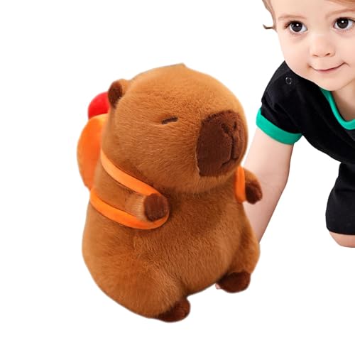 Stofftiere Capybara, Stoffkapybara | Umarme weiches dekoratives Spielzeug - Nettes kleines Capybara -Spielzeug mit abnehmbarem Rucksack, Plüschpuppe für Kinder und Erwachsene von Naqqios