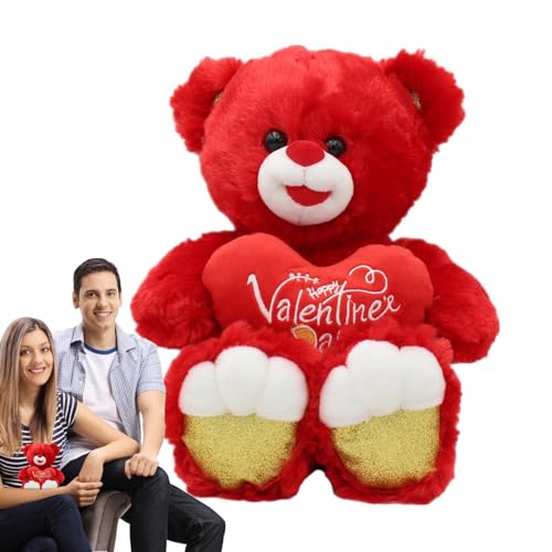 Teddybär zum Valentinstag - Teddybär aus Baumwolle | Geschenke zum Valentinstag zum Kuscheln | weiches Plüschtier in Herzform für und Freundin von Naqqios