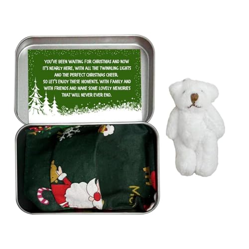 Weihnachtsbär In Einer Dose – Mini-Bär, Taschenbär, Stofftier | Bär Weihnachten In Einer Box, Süßer Mini-Bär In Einer Dose Mit Karte Und Steppdecke, Stoffbär, Taschenbär-Spielzeug Mit Karte Un von Naqqios