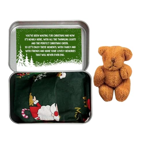 Weihnachtsbär In Einer Dose – Mini-Bär, Taschenbär, Stofftier | Bär Weihnachten In Einer Box, Süßer Mini-Bär In Einer Dose Mit Karte Und Steppdecke, Stoffbär, Taschenbär-Spielzeug Mit Karte Un von Naqqios