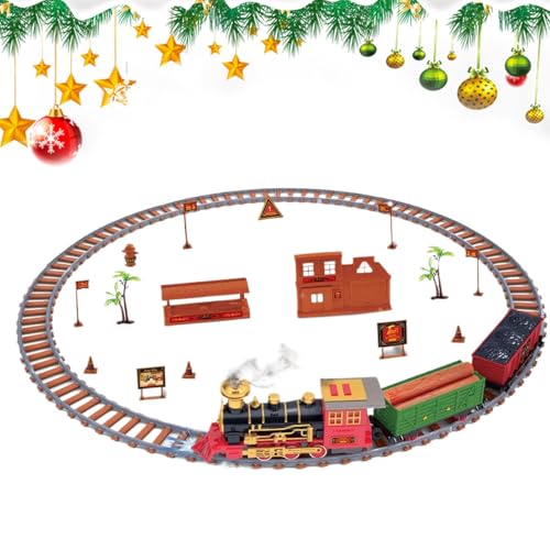 Weihnachtszug-Set – Leuchtender Weihnachtszug, Weihnachtsmann-Zug-Set | Weihnachtliches elektrisches Eisenbahngleisspielzeug mit Nebel von Naqqios